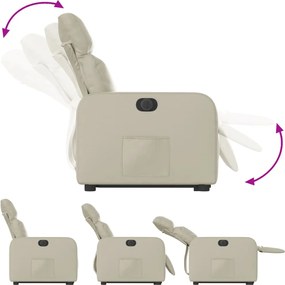 vidaXL Πολυθρόνα Ηλεκτρ. Ανακλινόμενη με Ανύψωση Κρεμ Συνθ.Δέρμα