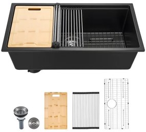 VEVOR 84 cm Granite Kitchen Sink Undermount Single Bowl Drop-In Basin for RV Bar