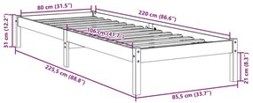 ΠΛΑΙΣΙΟ ΚΡΕΒΑΤΙΟΥ ΜΑΚΡΥ ΧΩΡ. ΣΤΡΩΜΑ ΛΕΥΚΟ 80X220 ΕΚ ΜΑΣΙΦ ΠΕΥΚΟ 852415