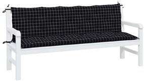 vidaXL Μαξιλάρια Πάγκου Κήπου 2 τμχ Μαύρα Καρό από Ύφασμα Oxford