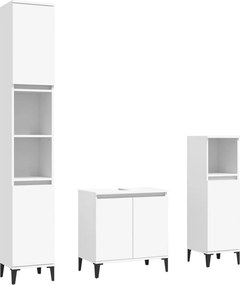 vidaXL Σετ Επίπλων Μπάνιου 3 Τεμαχίων Λευκό από Επεξεργασμένο Ξύλο