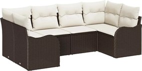 vidaXL Σετ Καναπέ Κήπου με μαξιλάρι 6 pcs Καφέ Πολυ ράταν