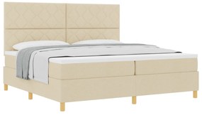 vidaXL Κρεβάτι με Στρώμα Κρεμ 200x200 cm Ύφασμα