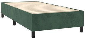 vidaXL Κρεβάτι Boxspring με Στρώμα &amp; LED Σκ. Πράσινο 90x200 εκ Βελούδο