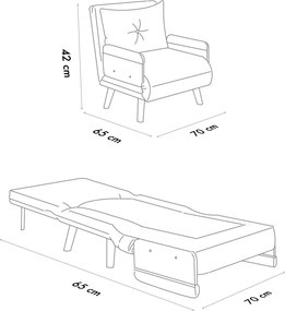 Πολυθρόνα-Κρεβάτι Γκρι COSMO SINGLE 77x70x82