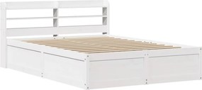 vidaXL Πλαίσιο Κρεβατιού με Κεφαλάρι Λευκό 140 x 190 εκ. Μασίφ Πεύκο