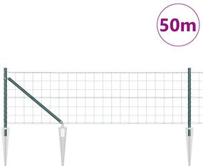 vidaXL Ευρωπαϊκή περίφραξη με 13 Σαπούνια 0.6x50 μ Γαλβανισμένος Χάλυβας Πράσινος