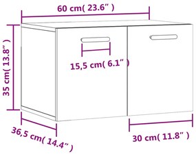 Ντουλάπι Τοίχου Μαύρο 60 x 36,5 x 35 εκ. από Επεξεργασμένο Ξύλο - Μαύρο