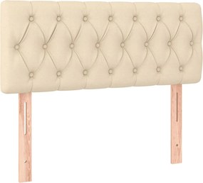 vidaXL Κρεβάτι Boxspring με Στρώμα Κρεμ 90x200 εκ.Υφασμάτινο