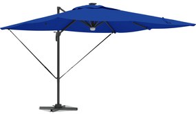 vidaXL Ομπρέλα Βραχίονα με LEDs Αζούρ Μπλε 286x285x270 εκ. Αλουμίνιο