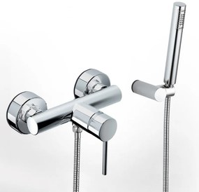 Eurorama Tonda Chrome Μπαταρία Ντουζιέρας με Tηλέφωνο, Eπίτοιχο Στήριγμα Τηλεφώνου και Άθραυστο Σπιράλ 1,5 μ 145150-100