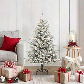 vidaXL Artificial Christmas Tree with Flocked Snow 150 LED Θερμό λευκό