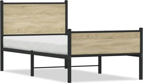 vidaXL Σκελετός Κρεβ. Χωρίς Στρώμα Sonoma Δρυς 75x190 εκ. Μεταλλικό