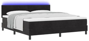 vidaXL Κρεβάτι Box Spring με Στρώμα & LED Μαύρο 180x200 εκ Βελούδο
