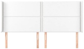 Κεφαλάρι με Πτερύγια Λευκό 183x16x118/128 εκ. Συνθετικό Δέρμα - Λευκό