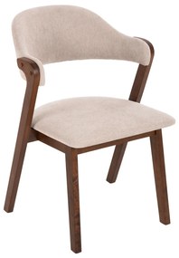 Καρέκλα RIDER Rubberwood Καρυδί και Εκρού ύφασμα 59x59x83Yεκ. 2αδα 59x59x83 εκ.