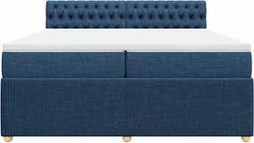 vidaXL Κρεβάτι Boxspring με Στρώμα Μπλε 200x200 εκ. Υφασμάτινο