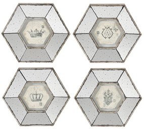 Artekko Crown Μπεζ Διακοσμητικά Κάδρα από MDF με Καθρέφτη (35.6x3.5x30.5)cm 4pcs Artekko 32656
