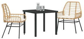 vidaXL Σέτ φαγητού για κήπο 3 pcs Καφέ συνθετικό ρατάν