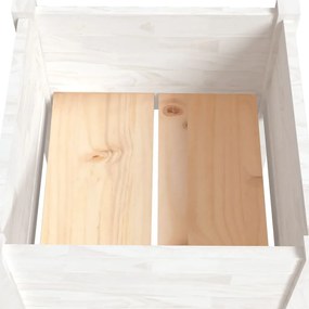 vidaXL Ζαρντινιέρα Λευκή 50 x 50 x 70 εκ. από Μασίφ Ξύλο Πεύκου