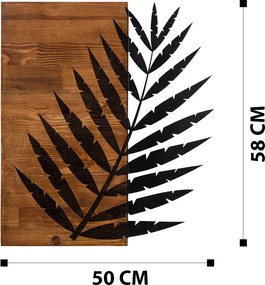 Decorative Wooden Wall Accessory Leaf3 Metal Decor Black
Walnut