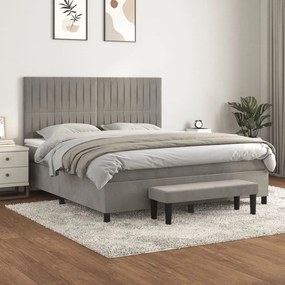 ΚΡΕΒΑΤΙ BOXSPRING ΜΕ ΣΤΡΩΜΑ ΑΝΟΙΧΤΟ ΓΚΡΙ 180X200 ΕΚ. ΒΕΛΟΥΔΙΝΟ 3137977