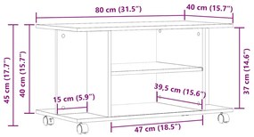Έπιπλο Τηλεόρασης με Ρόδες Τεχνίτης Δρυς 80x40x45 εκ Επεξ. Ξύλο 855791