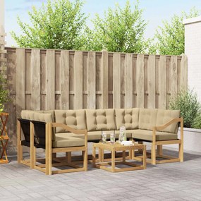vidaXL Σειρά Καναπέ Εξωτερικού με μαξιλάρι 7 pcs Λευκό και Μπεζ