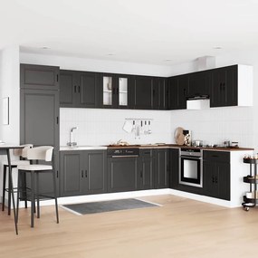 vidaXL Βάση νιπτήρα με αποθήκευση Porto 2 pcs Μαύρο Επεξεργασμένο ξύλο