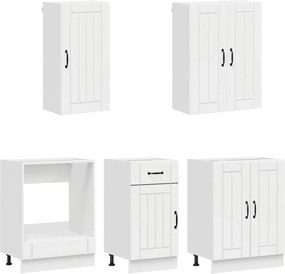 vidaXL Μονάδα κουζίνας LUCCA 5 pcs Γυαλιστερό Λευκό Επεξεργασμένο Ξύλο