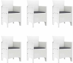 vidaXL Σέτ φαγητού για κήπο 7 pcs Λευκό Rattan Polt