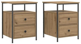 vidaXL Κομοδίνα 2 τεμάχια Artisan Oak 44x45x60 cm Κατασκευασμένο ξύλο
