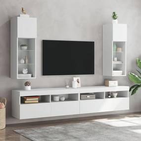 vidaXL Έπιπλα Τηλεόρασης με LED 2 τεμ. Λευκά 30,5x30x90 εκ.