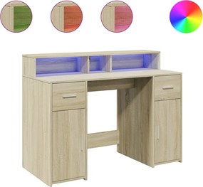 vidaXL Γραφείο με LED Sonoma δρυς 120x55x91 εκ. Επεξεργ. Ξύλο