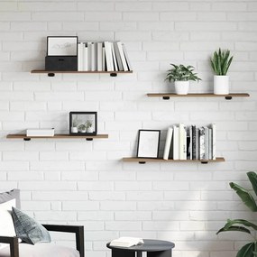 vidaXL Ράφι Βιβλίων 3 επιπέδων 4 pcs 80 x 20 x 1,5 cm Καφέ