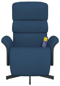 vidaXL Πολυθρόνα Μασάζ Ανακλινόμενη με Υποπόδιο Μπλε Υφασμάτινη