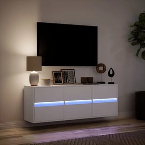 Έπιπλο Τοίχου Τηλεόρασης με LED Λευκό 130x31x45 εκ. - Λευκό