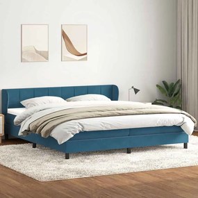 BOX SPRING ΚΡΕΒΑΤΙ ΜΕ ΣΤΡΩΜΑΤΑ ΣΚΟΥΡΟ ΜΠΛΕ 200X220 CM ΒΕΛΟΥΔΙΝΟ 3317587