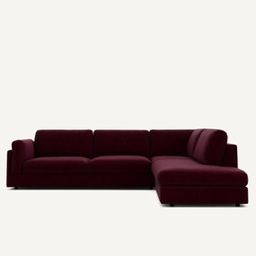 Γωνιακός καναπές με σεζλόνγκ από υφασμα μπουκλέ, César