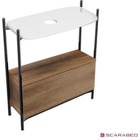 Scarabeo Laila 75 Hi-Βox Έπιπλο μπάνιου Χωρίς οπή για μπαταρία τοίχου 74x43εκ h.77,5εκ White Λευκό γυαλιστερό / Rovere