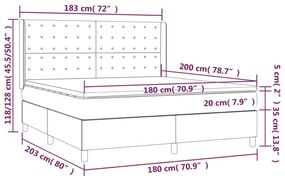 Κρεβάτι Boxspring με Στρώμα Μπλε 180x200 εκ. Υφασμάτινο - Μπλε