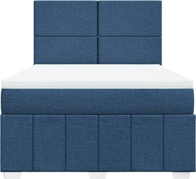vidaXL Κρεβάτι Boxspring με Στρώμα Μπλε 140x200 εκ. Υφασμάτινο