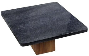 Τουρτιέρα Με Πόδι FAV243 30x30x11cm Natural-Black Espiel Μάρμαρο, Ξύλο