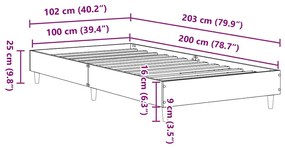 ΠΛΑΙΣΙΟ ΚΡΕΒΑΤΙΟΥ ΧΩΡΙΣ ΣΤΡΩΜΑ ΜΑΥΡΟ 100X200 CM 861040