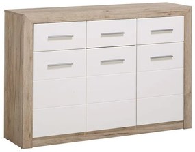 Κομότα - Μπουφές Etna 3K3F Grey Oak - Λευκή Λάκα 133x35x90.5 εκ. 133x35x90.5 εκ.