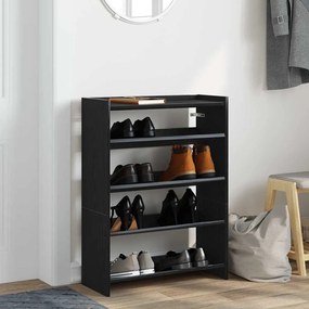 Ράφι παπουτσιών Μαύρο 60x25x81 cm Κατασκευασμένο ξύλο - Μαύρο