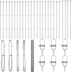 vidaXL Στύλος Περιφράξεων Ασημί 50 x 1,5 m (36 mm νήμα) Ατσάλι
