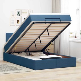 vidaXL Οθωμανικό κρεβάτι με στρώμα μπλε 120x190 cm ύφασμα