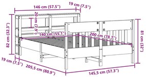 Σκελετός Κρεβ. Χωρίς Στρώμα Λευκό 140x200 εκ Μασίφ Πεύκο - Λευκό