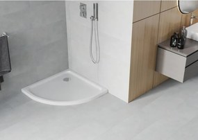 Mexen Flat ημικυκλικός ντους slim 70 x 70 cm, λευκό, σιφόνι χρωμίου - 41107070
